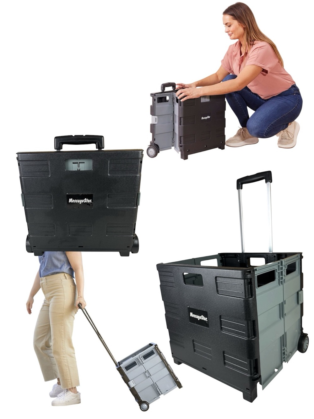 Universal Collapsible Rolling Utility Storage Cart Mobile Organizer Black